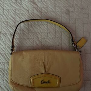 Coach Light Yellow Leather Shoulder Bag